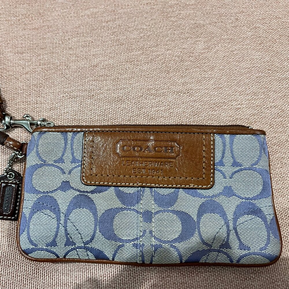 Coach leather trim wristlet